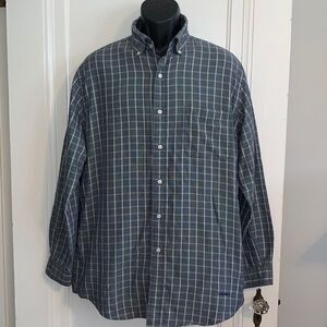 Daniel Cremieux navy blue‎ & light green checked long sleeved button down shirt